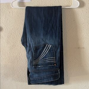 Dark Wash Jeans with White Stitching Detail